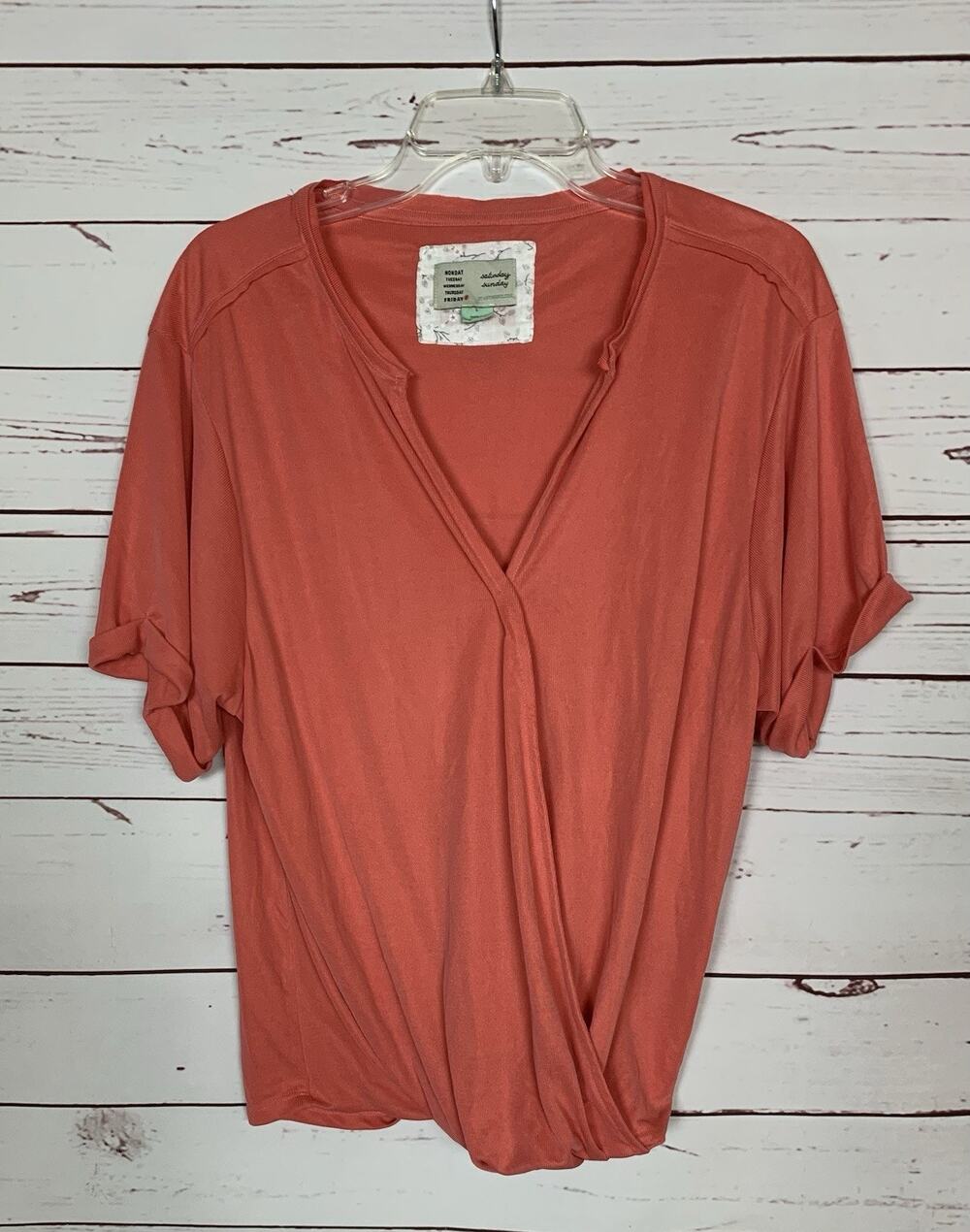 Odyssey Soft V-Neck Twist Hem Blouse - Coral